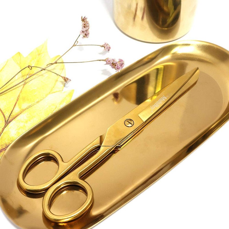 MultiBey Gold Scissors 7" Tailor Fabric Paper Cutting Tools Craft Scissors Shears Heavy Duty Copper Straight Recycled Home Office Scissors Cutter - Image 3
